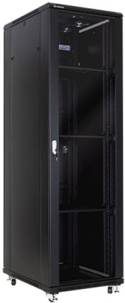 Шкаф за техника - Rack Шкаф за мрежово оборудване, 600x1000 мм, стъклена врата, Черен