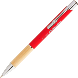Канцеларски продукт Химикалка Virgo, метал и бамбук, червена