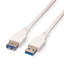 Кабел/адаптер ROLINE S3011-50 :: Кабел удължителен USB 3.2 Gen 1, Type A, M-F, бежов, 0.8м