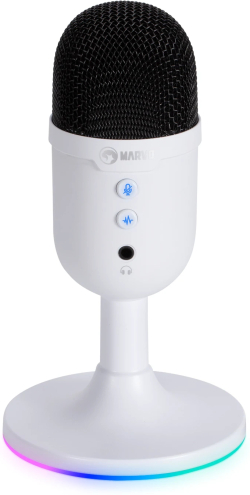 Микрофон Геймърски Marvo USB Microphone - MIC-06 White USB, RGB
