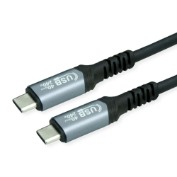 Кабел/адаптер VALUE 11.99.9089 :: Кабел USB4 Gen3x2, Type C - C, M-M, 240W, черен, 0.8 м