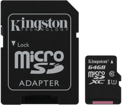 SD/флаш карта Карта памет 64GB MicroSDXC с адаптер, Kingston, Class 10 UHS-I