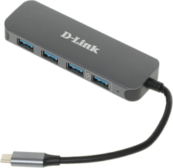 USB Хъб D-LINK USB-C to 4 Port USB 3.0 Hub with USB-C Power Delivery 60W
