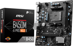 Дънна платка MSI B450M-A PRO MAX II, Socket AM4, 2x DDR4, 1x HDMI, 1x PCI-Ex16, 2x USB3.2 Gen 1,