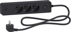 Контакт Разклонител шуко 3x 2P+E с 2x USB порт с ключ и и кабел 1.5m Антрацит - SCHNEIDER ELECTRIC Unica ST943U1B