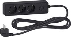 Контакт Разклонител шуко 3x 2P+E с ключ и кабел 3m Антрацит - SCHNEIDER ELECTRIC Unica ST9433B