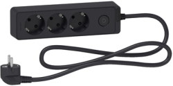 Контакт Разклонител шуко 3x 2P+E с ключ и кабел 1.5m Антрацит - SCHNEIDER ELECTRIC Unica ST9431B