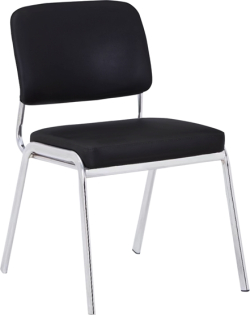 Посетителски стол RFG Slow M, екокожа, метална основа, до 120 kg, черен