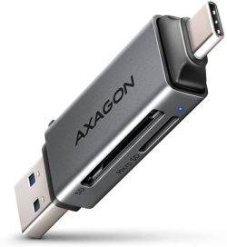 Картов четец AXAGON CRE-DAC, SD, microSD, USB Тype C,USB Тype А, Графит