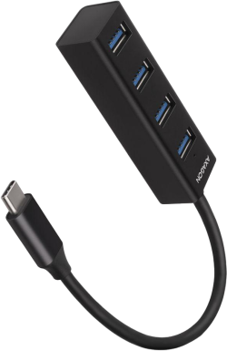 USB Хъб AXAGON HUE-M1C, 1x USB Type-C, 4x USB 3.2, 0.2м кабел, Черен