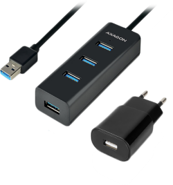 USB Хъб AXAGON HUE-S2BP, 1x USB 3.0, 4x USB 3.0, Fast charging, USB Type-A, Plug and Play, Hot Plug