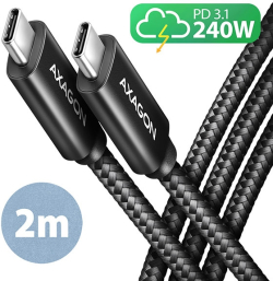 Кабел/адаптер Cable USB2 C-C, M-M, 2m, PD 240W, AXAGON BUCM2-CM20AB