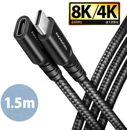 Кабел/адаптер Cable USB3 C-C, M-F, 8K, 1.5m, AXAGON BUCM32-CF15AB