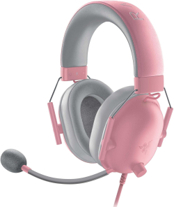 Слушалки Razer BlackShark V2 X, геймърски, с кабел, вграден микрофон, розов цвят