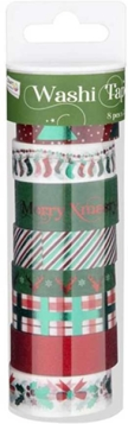 Craft ID Тиксо с коледни мотиви за декорация, 3 m, 8 броя, зелено