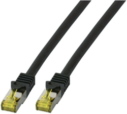 Медна пач корда RJ45 Пач корда S-FTP, кат. 6A, LSZH, кат. 7 Raw cable, черна Изберете дължина 1 метър