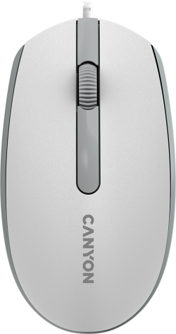 Мишка Canyon M-10, с кабел, 1000 dpi, брой бутони 3, бял/сив цвят
