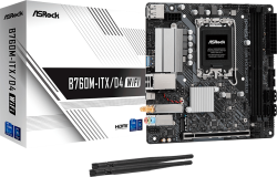 Дънна платка ASRock B760M-ITX/D4 WiFi, LGA1700, 2х DDR4, 3200MHz, 802.11a, 1000 Mb/s, Mini ITX