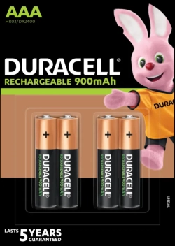 Батерия Акумулаторна батерия DURACELL R03 AAA, 900mAh NiMH, 1.2V, 4 бр. в опаковка 