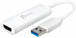 Адаптер j5create JUA254, USB-A към HDMI, Бял