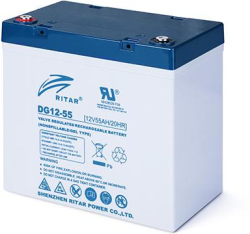 Акумулаторна батерия Оловна гелова батерия RITAR (DG12-55), 12V, 55Ah, 229 х 138 х 211 мм. F15-M6 - F11-M6