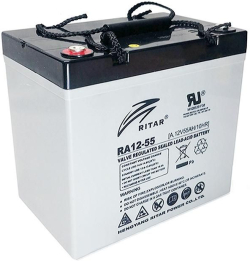 Акумулаторна батерия Оловна AGM Deep cycle батерия RITAR (DC12-55), 12V, 55Ah, 229 х 138 х 211 мм.