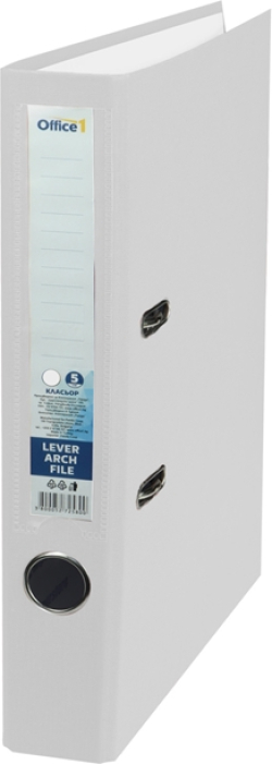 Канцеларски продукт Office 1 Класьор, 5 cm, PVC, без метален кант, бял