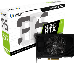 Видеокарта Palit GeForce RTX 3050 StormX, 8GB GDDR6, 1x DVI-D, 1x DP 1.4a, x HDMI 2.1, 128 bit