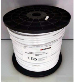 Коаксиален кабел Микрокоаксиален кабел RG59CU/48CU+2x0.50mm CU - БЯЛ, 200 метра
