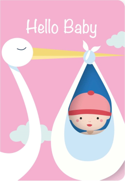 Канцеларски продукт Gespaensterwald Картичка Fun-Cut, Hello Baby, розова