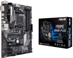 Дънна платка Asus Prime B450-PLUS, AM4, 4x DDR4, 1x USB 3.1 Gen 1, 1x HDMI, 1x DVI-D, ATX