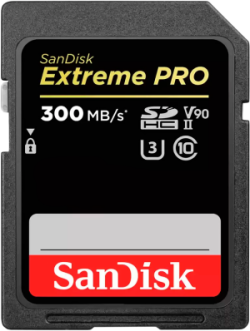SD/флаш карта SanDisk Extreme PRO, 256GB, SDXC, 300MB/s, UHS-II, Class 10, U3, V90, Черен