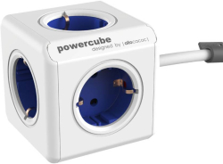 Контакт Allocacoc PowerCube Extended 1300BL разклонител, 5 гнезда, 1.5м кабел, син