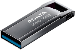 USB флаш памет ADATA UR340, 64 GB, 100 MB/s, USB 3.2, Метален корпус, Черен