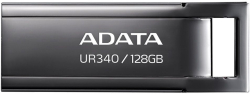 USB флаш памет ADATA UR340,128 GB, 100 MB/s, USB 3.2, Метален корпус, Черен