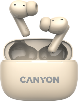 Слушалки Canyon OnGo 10 ANC TW, Микрофон, In-Ear, Bluetooth 5.3, USB-C, Бежов