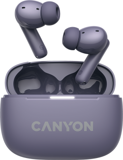 Слушалки Canyon OnGo 10 ANC TW, Микрофон, In-Ear, Bluetooth 5.3, USB-C, Лилав