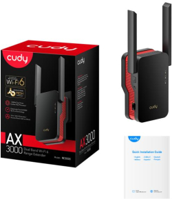 Безжичен екстендър Усилвател Cudy RE3000, AX3000 Dual Band, 2.4-5 GHz, 574 - 2402 Mbps, Gigabit