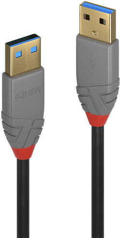 Кабел/адаптер LINDY LNY-36751 :: USB 3.2 Type A кабел, Anthra Line, Type A-A , M-M, 1м