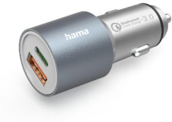 Принадлежност за смартфон HAMA Бързо зарядно за кола, 1x USB-C PD, 1x USB-A QC, 38 W, метал