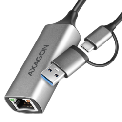 Кабел/адаптер AXAGON ADE-TXCA USB-C USB3.2 Gen 1 + USB-A reduction- Gigabit Ethernet