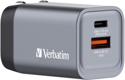 Принадлежност за смартфон Verbatim GNC-35 GaN Charger 2 Port 35W USB A-C (EU-UK-US)