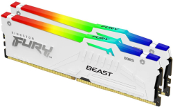 Памет Kingston Fury Beast RGB White Intel XMP, 2x 32GB DDR5, 6000Mhz, CL40, 1.35V