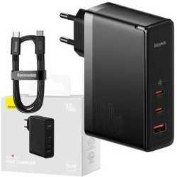 Принадлежност за смартфон Baseus GaN5 Pro fast charger 2xUSB-C+USB 140W CCGP100201 - черно