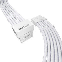 Други 1stPlayer модулен кабел Custom Sleeved Modding Cable White - PCIe 5.0 12VHPWR