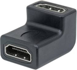 Кабел/адаптер HDMI Преходник, HDMI19 Type A female - HDMI19 Type A female, под ъгъл, черен