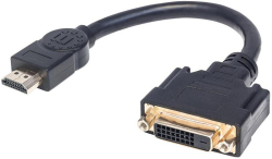 Кабел/адаптер HDMI към DVI-D адаптер с кабел, 20 см, черен