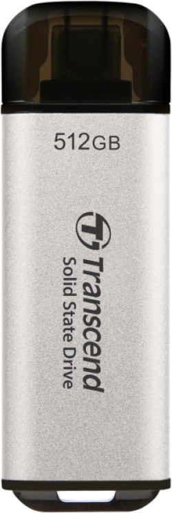 Хард диск / SSD Transcend 512GB, USB External SSD, ESD300S, USB 10Gbps, Type C, Silver