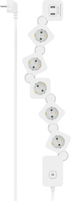 Контакт HAMA Разклонител 5 гнезда, USB-A 12 W, 223190