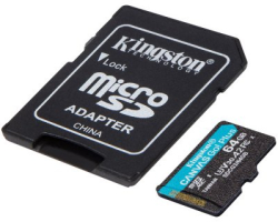SD/флаш карта Kingston 64GB microSDXC Canvas Go Plus 170R A2 U3 V30 Card + ADP